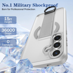 For Samsung Galaxy S24+ 5G Skin-Friendly D-Ring Holder Magnetic Shockproof Phone Case(Gray)