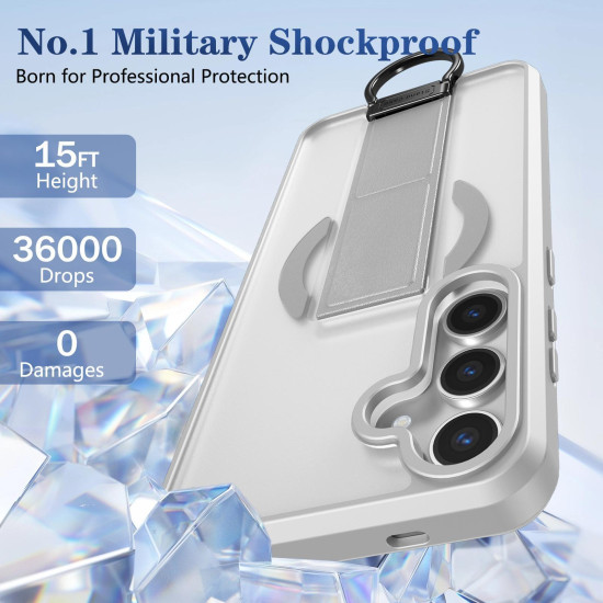 For Samsung Galaxy S24+ 5G Skin-Friendly D-Ring Holder Magnetic Shockproof Phone Case(Gray)