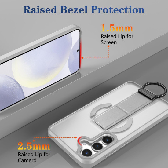 For Samsung Galaxy S24+ 5G Skin-Friendly D-Ring Holder Magnetic Shockproof Phone Case(Gray)