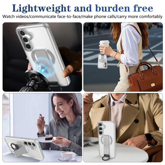 For Samsung Galaxy S24+ 5G Skin-Friendly D-Ring Holder Magnetic Shockproof Phone Case(Gray)