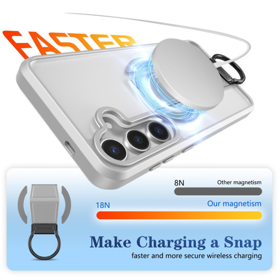 For Samsung Galaxy S24+ 5G Skin-Friendly D-Ring Holder Magnetic Shockproof Phone Case(Gray)