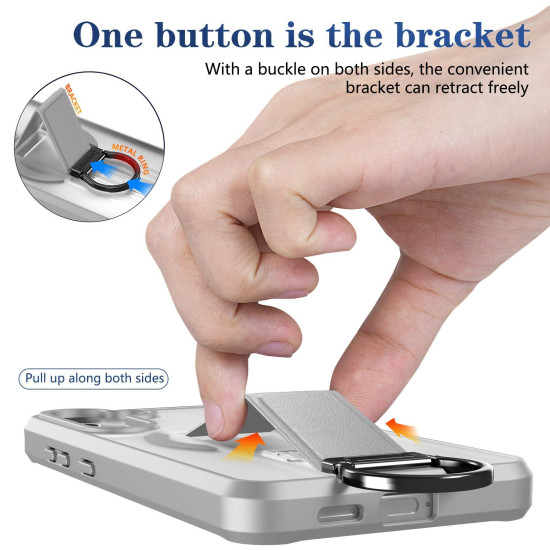 For Samsung Galaxy S24+ 5G Skin-Friendly D-Ring Holder Magnetic Shockproof Phone Case(Gray)