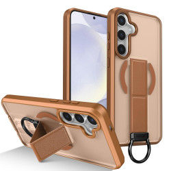 For Samsung Galaxy S24+ 5G Skin-Friendly D-Ring Holder Magnetic Shockproof Phone Case(Khaki)