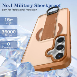 For Samsung Galaxy S24+ 5G Skin-Friendly D-Ring Holder Magnetic Shockproof Phone Case(Khaki)