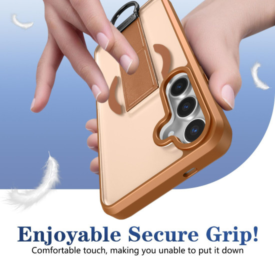 For Samsung Galaxy S24+ 5G Skin-Friendly D-Ring Holder Magnetic Shockproof Phone Case(Khaki)