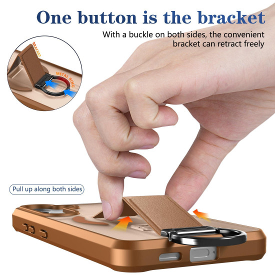 For Samsung Galaxy S24+ 5G Skin-Friendly D-Ring Holder Magnetic Shockproof Phone Case(Khaki)