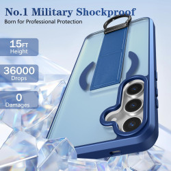 For Samsung Galaxy S24+ 5G Skin-Friendly D-Ring Holder Magnetic Shockproof Phone Case(Blue)