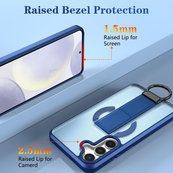 For Samsung Galaxy S24+ 5G Skin-Friendly D-Ring Holder Magnetic Shockproof Phone Case(Blue)
