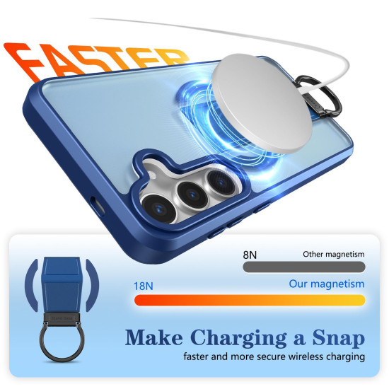For Samsung Galaxy S24+ 5G Skin-Friendly D-Ring Holder Magnetic Shockproof Phone Case(Blue)