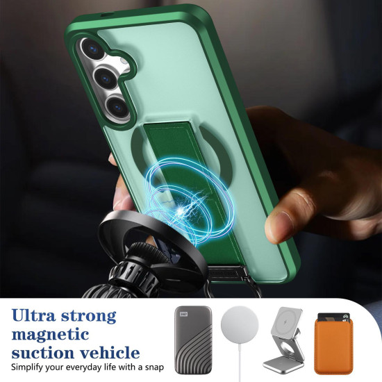 For Samsung Galaxy S24+ 5G Skin-Friendly D-Ring Holder Magnetic Shockproof Phone Case(Green)