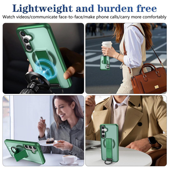 For Samsung Galaxy S24+ 5G Skin-Friendly D-Ring Holder Magnetic Shockproof Phone Case(Green)