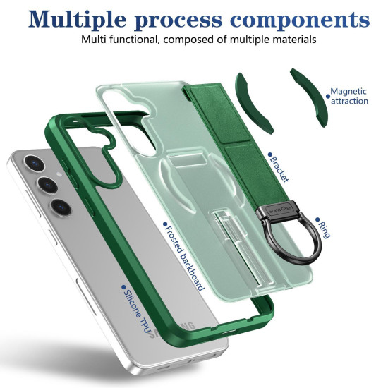 For Samsung Galaxy S24+ 5G Skin-Friendly D-Ring Holder Magnetic Shockproof Phone Case(Green)