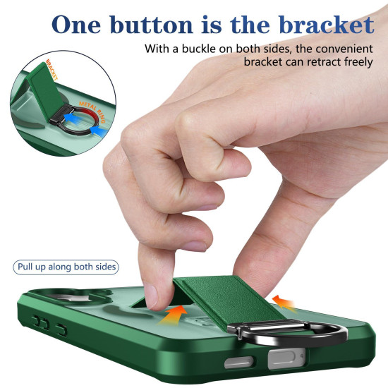 For Samsung Galaxy S24+ 5G Skin-Friendly D-Ring Holder Magnetic Shockproof Phone Case(Green)