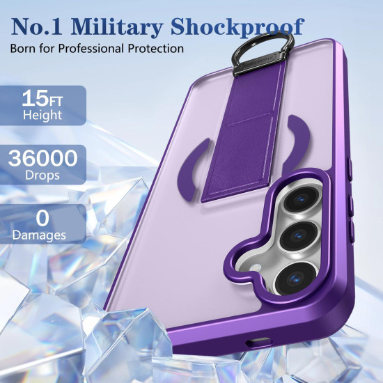 For Samsung Galaxy S24+ 5G Skin-Friendly D-Ring Holder Magnetic Shockproof Phone Case(Purple)