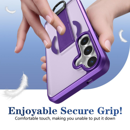 For Samsung Galaxy S24+ 5G Skin-Friendly D-Ring Holder Magnetic Shockproof Phone Case(Purple)