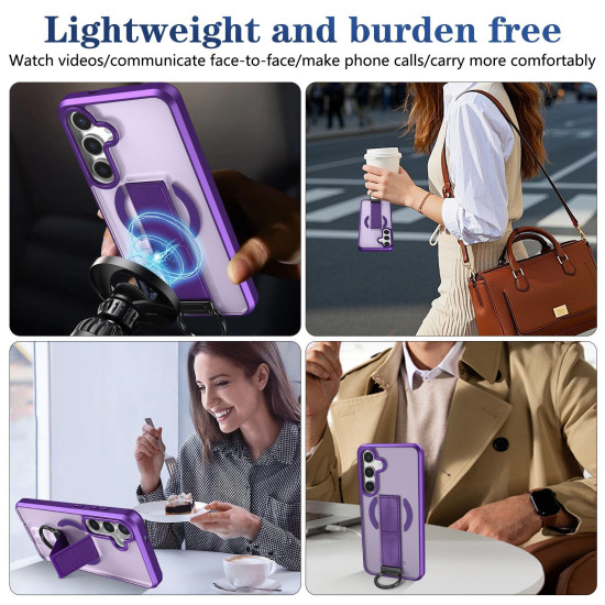 For Samsung Galaxy S24+ 5G Skin-Friendly D-Ring Holder Magnetic Shockproof Phone Case(Purple)