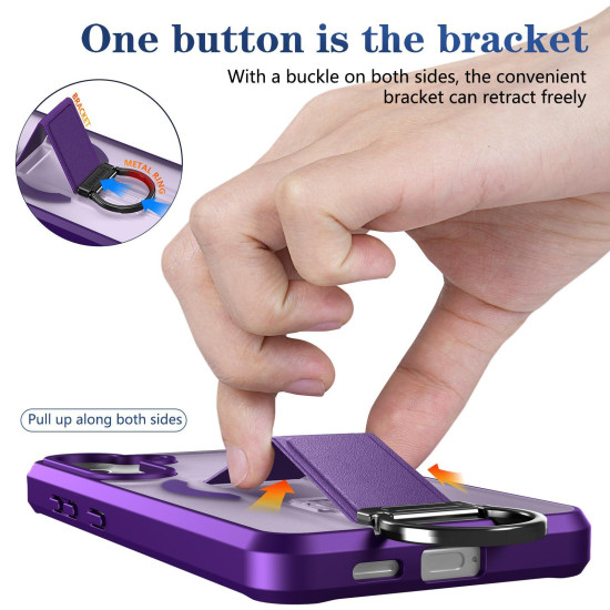 For Samsung Galaxy S24+ 5G Skin-Friendly D-Ring Holder Magnetic Shockproof Phone Case(Purple)