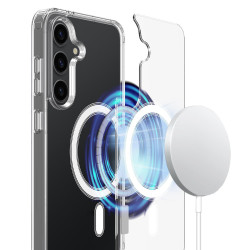 For Samsung Galaxy S24+ 5G Large Hole Camera MagSafe Magnetic Clear Acrylic TPU Case(Transparent)