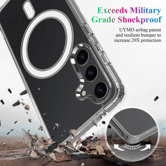 For Samsung Galaxy S24+ 5G Large Hole Camera MagSafe Magnetic Clear Acrylic TPU Case(Transparent)