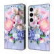 For Samsung Galaxy S24+ 5G Crystal-Like Painted Vegan Leather Phone Case(Colorful Flowers)