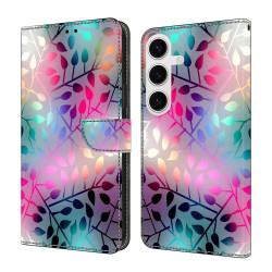 For Samsung Galaxy S24+ 5G Crystal-Like Painted Vegan Leather Phone Case(Maple Leaf)