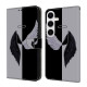 For Samsung Galaxy S24+ 5G Crystal-Like Painted Vegan Leather Phone Case(Black White Wings)