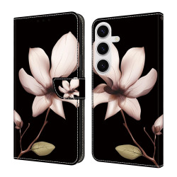 For Samsung Galaxy S24+ 5G Crystal-Like Painted Vegan Leather Phone Case(Datura Flower)
