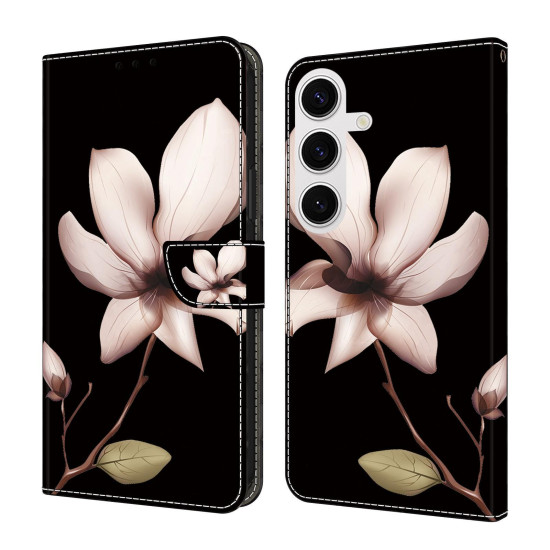 For Samsung Galaxy S24+ 5G Crystal-Like Painted Vegan Leather Phone Case(Datura Flower)