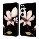 For Samsung Galaxy S24+ 5G Crystal-Like Painted Vegan Leather Phone Case(Datura Flower)