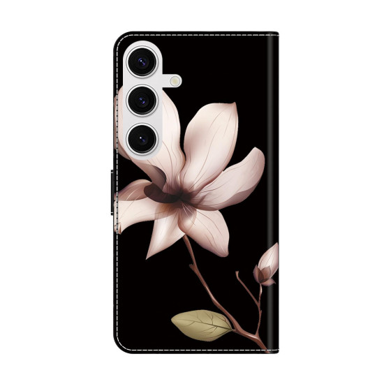 For Samsung Galaxy S24+ 5G Crystal-Like Painted Vegan Leather Phone Case(Datura Flower)