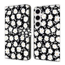 For Samsung Galaxy S24+ 5G Crystal-Like Painted Vegan Leather Phone Case(Small Floral Print)