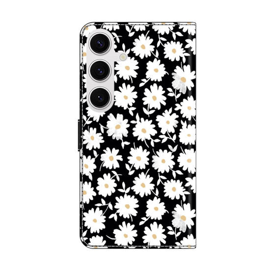 For Samsung Galaxy S24+ 5G Crystal-Like Painted Vegan Leather Phone Case(Small Floral Print)