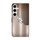 For Samsung Galaxy S24+ 5G Crystal-Like Painted Vegan Leather Phone Case(Silver Flowers)