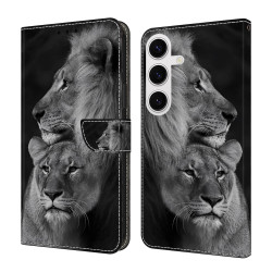 For Samsung Galaxy S24+ 5G Crystal-Like Painted Vegan Leather Phone Case(Lions)