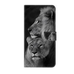For Samsung Galaxy S24+ 5G Crystal-Like Painted Vegan Leather Phone Case(Lions)