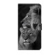 For Samsung Galaxy S24+ 5G Crystal-Like Painted Vegan Leather Phone Case(Lions)