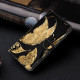 For Samsung Galaxy S24+ 5G Crystal-Like Painted Vegan Leather Phone Case(Golden Butterfly)