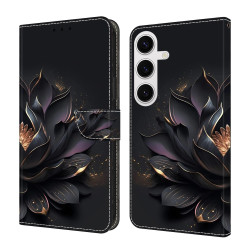 For Samsung Galaxy S24+ 5G Crystal-Like Painted Vegan Leather Phone Case(Purple Lotus)