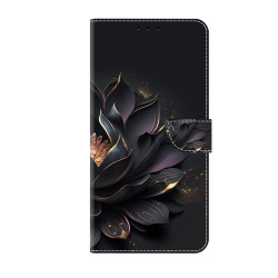For Samsung Galaxy S24+ 5G Crystal-Like Painted Vegan Leather Phone Case(Purple Lotus)
