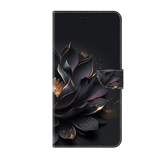 For Samsung Galaxy S24+ 5G Crystal-Like Painted Vegan Leather Phone Case(Purple Lotus)