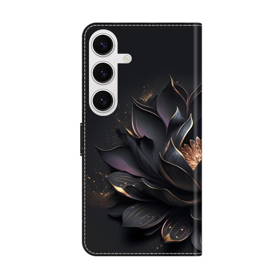 For Samsung Galaxy S24+ 5G Crystal-Like Painted Vegan Leather Phone Case(Purple Lotus)