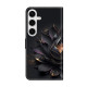For Samsung Galaxy S24+ 5G Crystal-Like Painted Vegan Leather Phone Case(Purple Lotus)