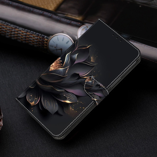For Samsung Galaxy S24+ 5G Crystal-Like Painted Vegan Leather Phone Case(Purple Lotus)
