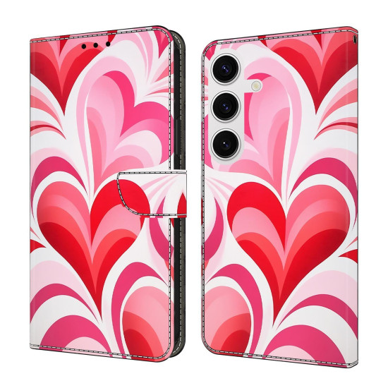 For Samsung Galaxy S24+ / S25+ 5G Crystal-Like Painted Vegan Leather Phone Case(Love Hearts)