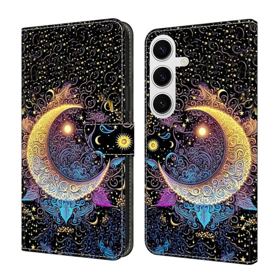For Samsung Galaxy S24+ / S25+ 5G Crystal-Like Painted Vegan Leather Phone Case(Radiant Moon)