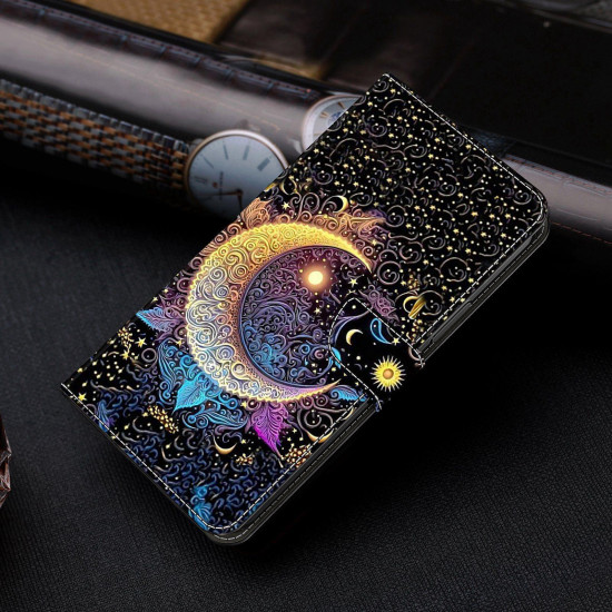 For Samsung Galaxy S24+ / S25+ 5G Crystal-Like Painted Vegan Leather Phone Case(Radiant Moon)