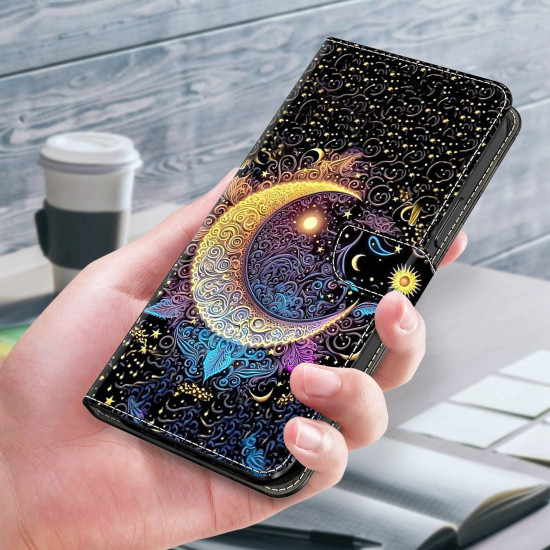 For Samsung Galaxy S24+ / S25+ 5G Crystal-Like Painted Vegan Leather Phone Case(Radiant Moon)