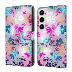 For Samsung Galaxy S24+ / S25+ 5G Crystal-Like Painted Vegan Leather Phone Case(Retro Flowers)