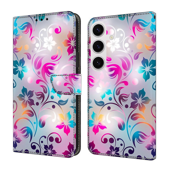 For Samsung Galaxy S24+ / S25+ 5G Crystal-Like Painted Vegan Leather Phone Case(Retro Flowers)