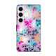 For Samsung Galaxy S24+ / S25+ 5G Crystal-Like Painted Vegan Leather Phone Case(Retro Flowers)